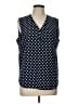 Adrianna Papell Polka Dots Blue Sleeveless Blouse Size L - photo 1