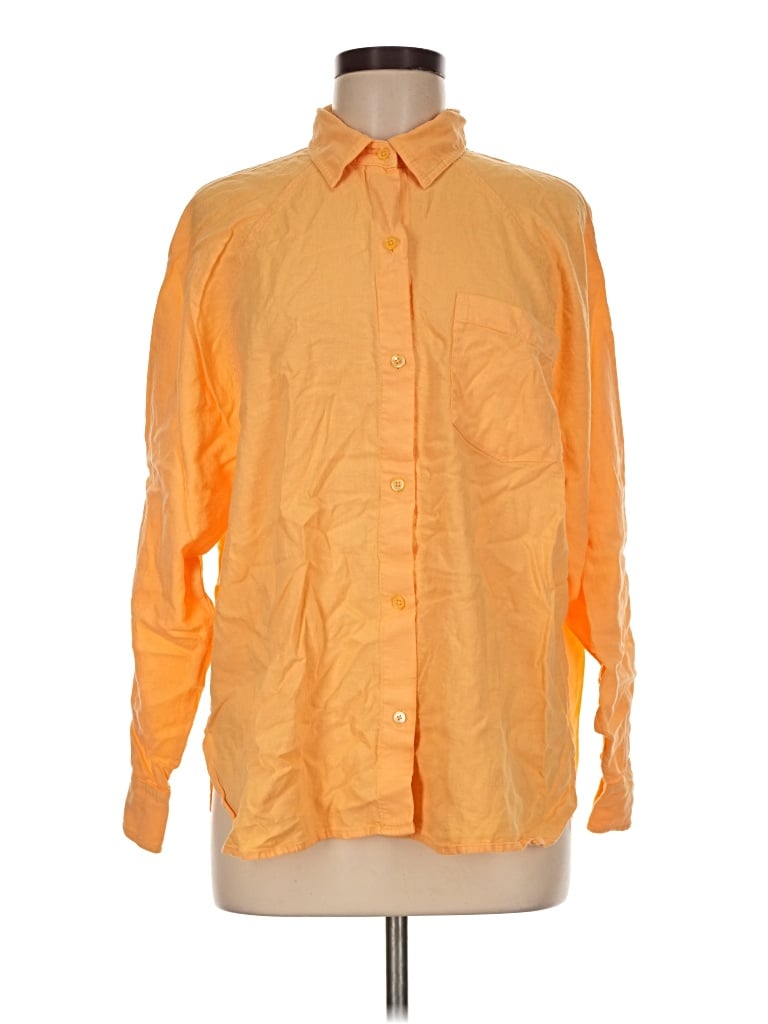 Pre-owned Wilfred Free Long Sleeve Button Down Shirt In Orange