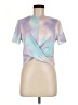 Shein Tie-dye Silver Purple Short Sleeve Top Size 6 - photo 1