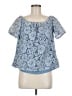 Three Eighty Two 100% Polyester Blue Short Sleeve Blouse Size M - photo 1