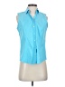 Talbots Blue Sleeveless Button-Down Shirt Size 4 Petite - photo 1