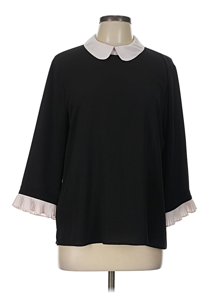 Pre-owned Cece 3/4 Sleeve Top Black Mock Neckline Tops