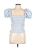 Chaser Checkered-gingham Blue Short Sleeve Top Size L - photo 1