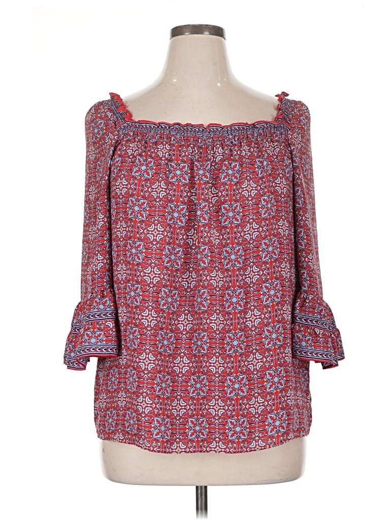 Pre-owned Max Studio 3/4 Sleeve T-shirt In Red