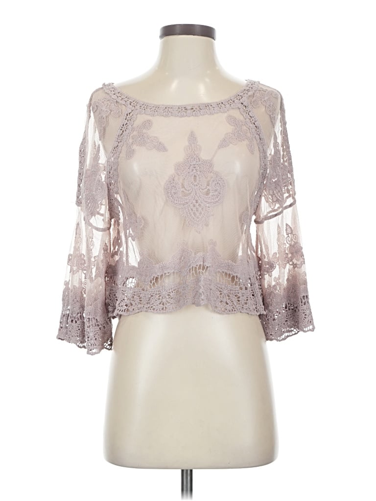 Altar'd State 3/4 Sleeve Top Silver Square Neckline Tops - Used - Size Small