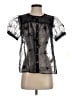 Let Me Be 100% Polyamide Stars Black Short Sleeve Blouse Size XS - photo 1