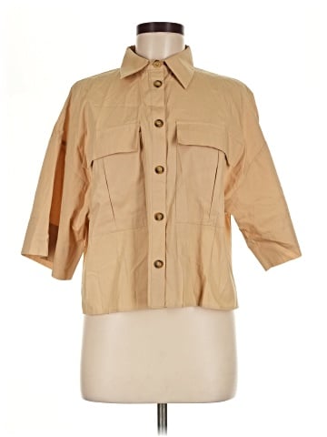 Zara 3/4 Sleeve Button-Down Shirt (view 1)