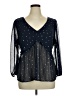 Mi ami 100% Polyester Stars Black 3/4 Sleeve Blouse Size 1X - photo 1