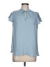 Maison d' Amelie 100% Polyester Solid Blue Short Sleeve Blouse Size L - photo 1