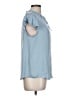 Maison d' Amelie 100% Polyester Solid Blue Short Sleeve Blouse Size L - photo 4
