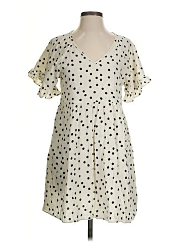 Madewell Lightspun Ruffle-Sleeve Babydoll Dress in Dot Toss (view 1)