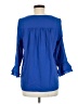 Lands' End 100% Polyester Blue Long Sleeve Blouse Size 8 - photo 2