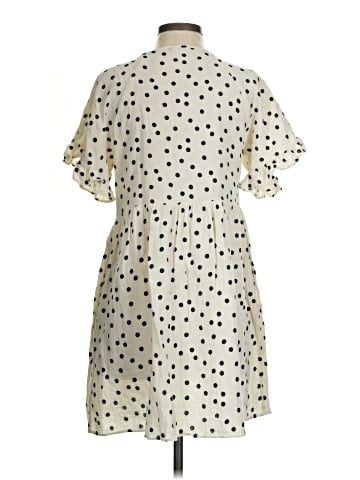 Madewell Lightspun Ruffle-Sleeve Babydoll Dress in Dot Toss (view 2)