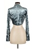 BACKGROUNDE NYC Metallic Silver Long Sleeve Blouse Size M - photo 2