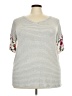 E. Luna Floral Gray Short Sleeve T-Shirt Size 3X - photo 1
