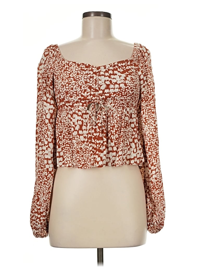 Pre-owned By Together Long Sleeve Blouse In Brown