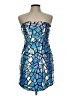 Selfie Leslie Graphic Blue Cocktail Dress Size L - photo 1