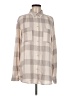 Pilcro Checkered-gingham Tan Ivory Long Sleeve Button-Down Shirt Size M - photo 1