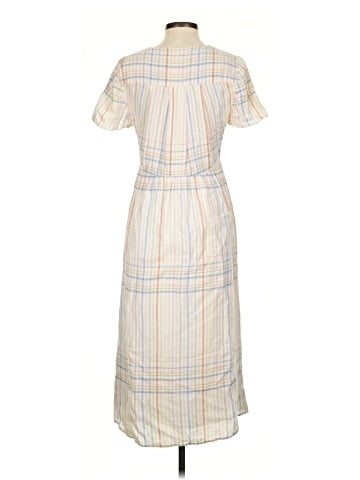 Madewell Linen-Blend Clara Midi Dress in Plaid (view 2)
