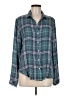 Bella Dahl Plaid Teal Long Sleeve Button-Down Shirt Size M - photo 1