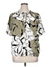 Nine West 100% Polyester Print Ivory Short Sleeve Blouse Size 1X - photo 1