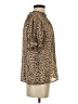 THML Animal Print Brown Short Sleeve Blouse Size S - photo 4