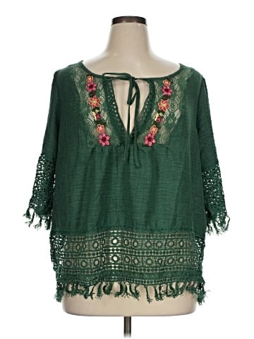 Shein Curve 3/4 Sleeve Blouse (view 1)