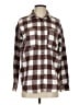 No Comment Checkered-gingham Brown Long Sleeve Blouse Size S - photo 1