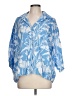 Magaschoni 100% Linen Tropical Blue 3/4 Sleeve Blouse Size L - photo 1