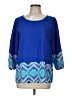 Miami 100% Polyester Blue 3/4 Sleeve Blouse Size L - photo 1
