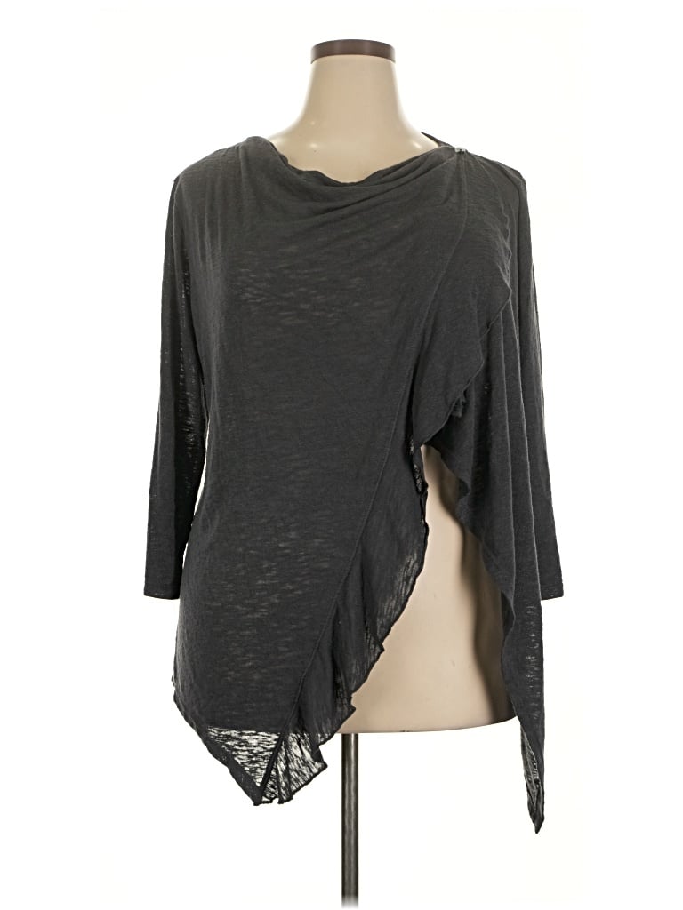Pre-owned Maurices 3/4 Sleeve Top Gray One Shoulder Neckline Tops