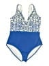 Boden 100% Polyester Paisley Blue One Piece Swimsuit Size 12 - photo 1