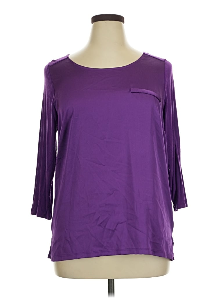 Pre-owned Lane Bryant 3/4 Sleeve Top Purple Boatneck Tops