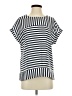 Christopher & Banks 100% Polyester Stripes Ivory Short Sleeve T-Shirt Size S - photo 1