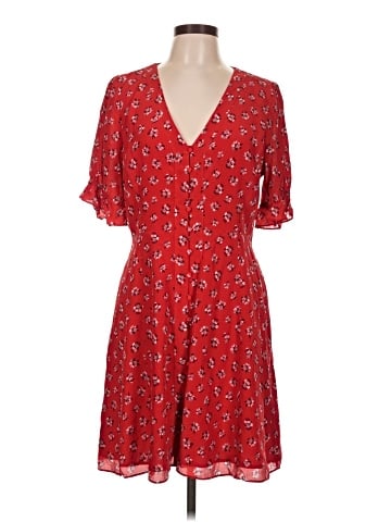 Madewell Silk Ruffle-Sleeve Button-Front Dress in Little Lilies (view 1)
