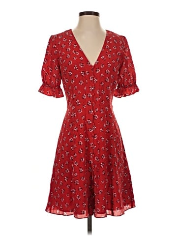 Madewell Silk Ruffle-Sleeve Button-Front Dress in Little Lilies (view 1)