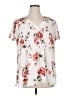 Rose + Olive 100% Polyester Floral Ivory Short Sleeve Blouse Size 1X - photo 1