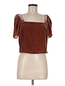 Madewell Hopewell Puff-Sleeve Crop Top in Silk-Blend Velvet (view 1)