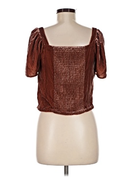 Madewell Hopewell Puff-Sleeve Crop Top in Silk-Blend Velvet (view 2)
