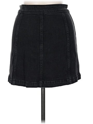 Madewell Stretch Denim A-Line Mini Skirt in Black Frost: Patch Pocket Edition (view 2)