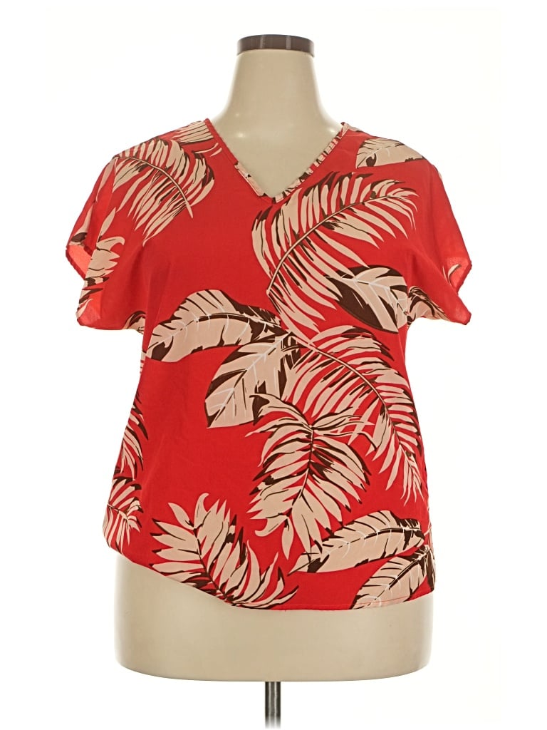 Pre-owned Emery Rose Short Sleeve Blouse In Red