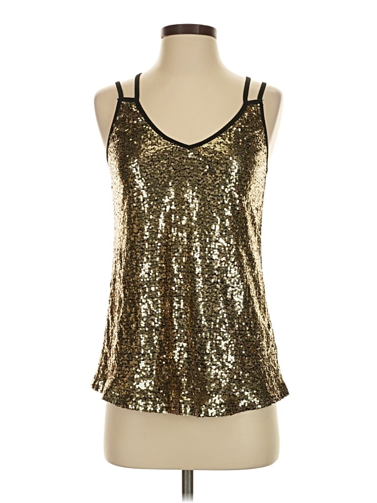 Pre-owned Zeagoo Sleeveless Top Gold Scoop Neck Tops