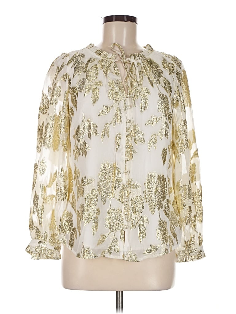 Pre-owned Talbots Long Sleeve Blouse In Gold