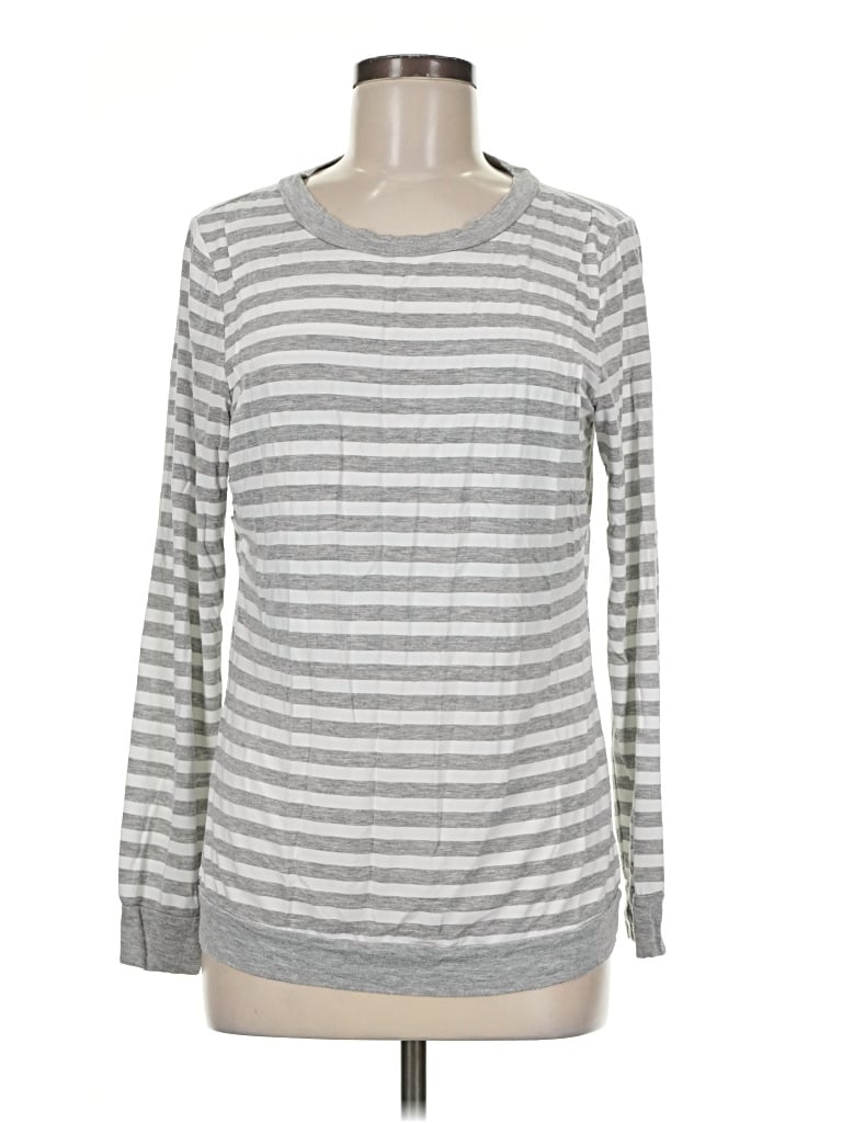 Pre-owned Ekouaer Long Sleeve Top Gray Crew Neck Tops