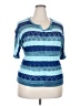 Sejour 100% Viscose Blue Short Sleeve Top Size 2X - photo 1
