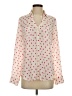 Express Outlet 100% Polyester Polka Dots Pink Long Sleeve Blouse Size S - photo 1
