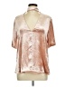 A.L.C. Metallic Silver Short Sleeve Blouse Size 8 - photo 1