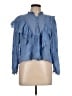 Zara 100% Baumwolle Blue Long Sleeve Blouse Size L - photo 1