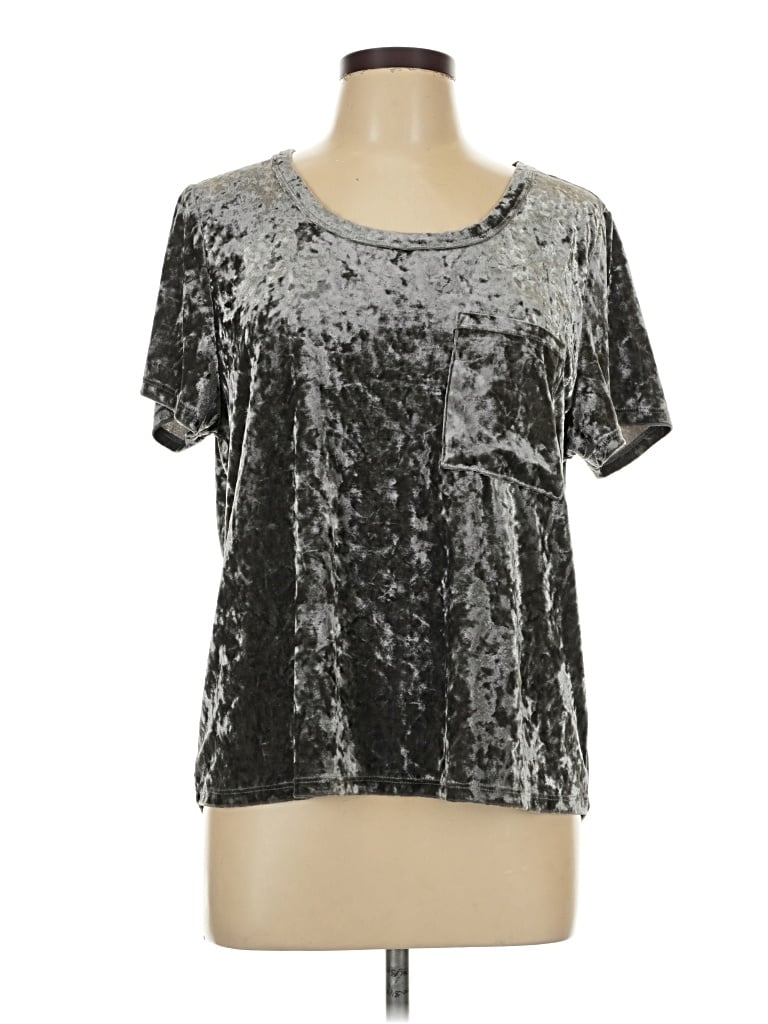 Pre-owned Bagatelle Short Sleeve Top Silver Metallic Pattern Scoop Neck Tops
