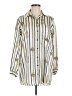 Zara Stripes Ivory 3/4 Sleeve Button-Down Shirt Size M - photo 1